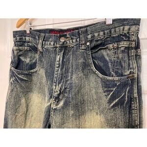Mens 38x32 Relaxed Moda Jeans Vintage Y2K Distressed Fading Denim Baggy Straight